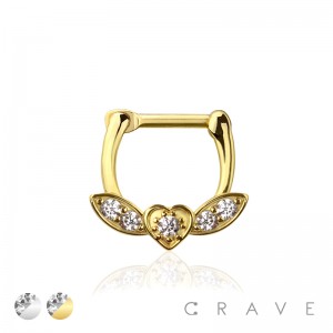 CZ HEART LEAF MARQUISE SEPTUM HINGED CLICKER
